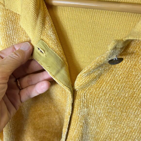 Vintage Susan Bristol Yellow Chenille Front Collared Cardigan Sweater Size M - Picture 8 of 13